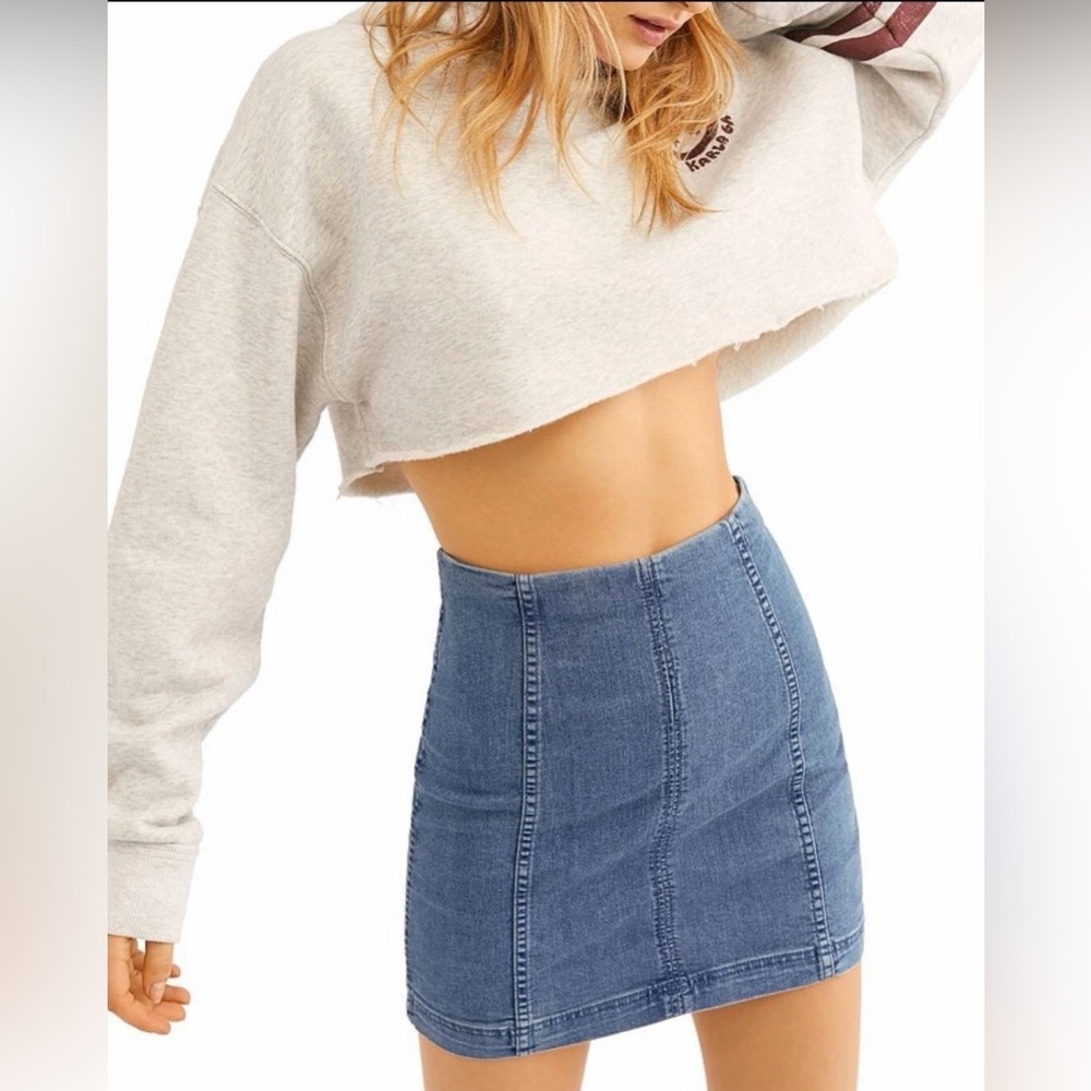 NWOT • Free People • Denim Mini‎ Skirt - Picture 2 of 8